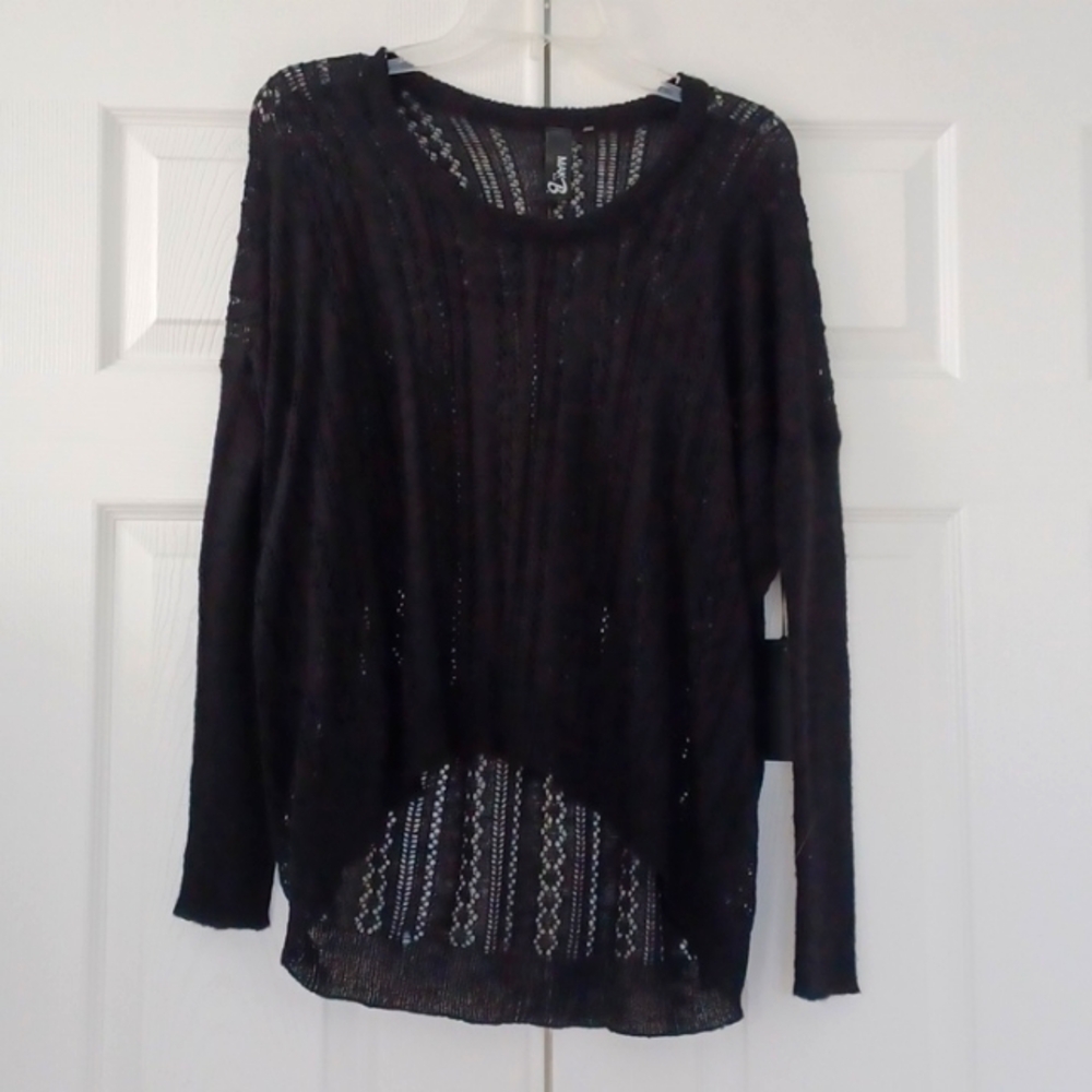 Mak B Black Oversize Hi Low Lightweight Sweater